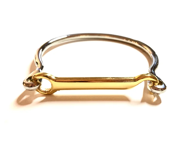 Silver Bangle for Wedding-LUSITANO STIRRUP BANGLE - SILVER / GOLD | Equestrian Jewelry - AtelierCG™