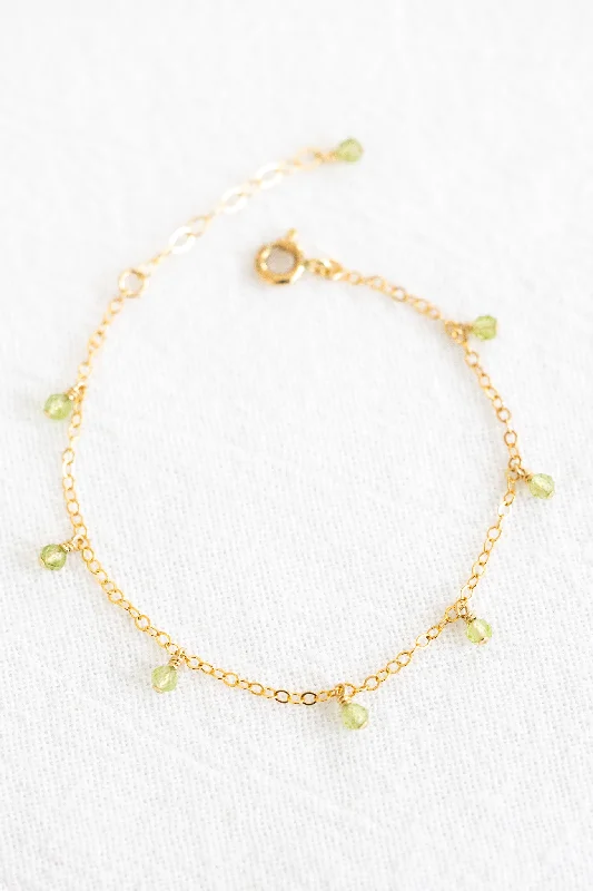 Handmade Gemstone Cuff Bracelets-Peridot Drop Bracelet