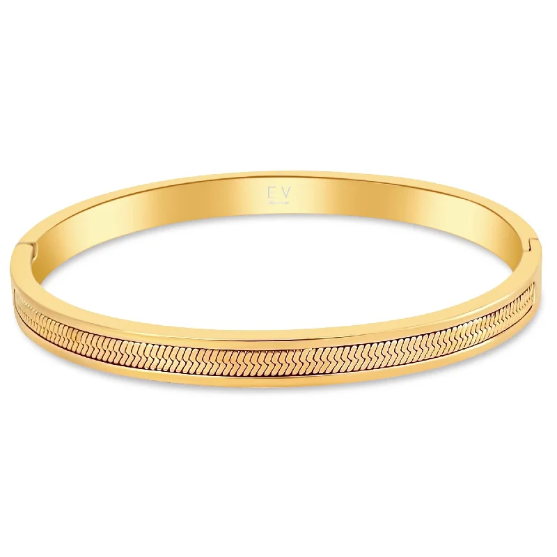 Elegant Stacked Bangles-Nic Herringbone Bangle Bracelet