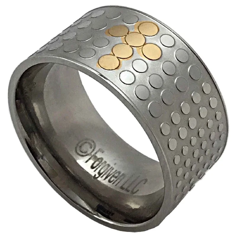 Cute Animal Rings-Cross Dot Mens Wide Band Ring